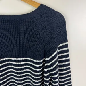 Marella Sport Striped Cotton Knit Sweater Large Navy Nautical Coastal Pullover‎ thumbnail 2