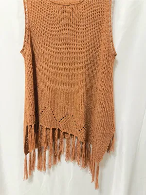Fore Ellie Sleeveless Knit Crochet Fringe bottom top-medium thumbnail 4