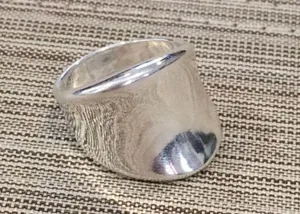 Concave Modern Cigar Band Sterling Silver 925 sz8 thumbnail 7