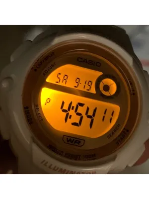 Casio illuminator Women's Digital Watch 39mm LWS1200H white resin band running thumbnail 3