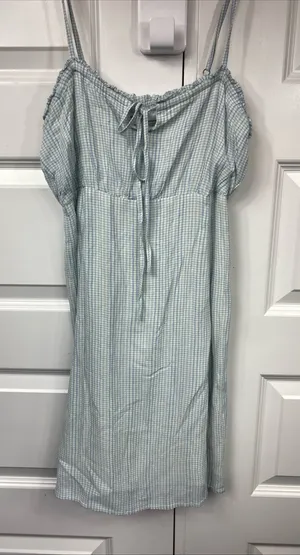 O’neill Sundress Slip Checkered Print Gingham Blue Small Spaghetti Strap Summer thumbnail 1