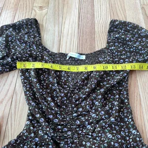 Altar'd State Cottagecore Floral Top Womens XS Brown Ruched Tie Front Bell Sleeves Feminine thumbnail 4