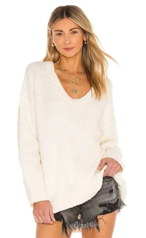 Revolve FREE PEOPLE Brookside Tunic Sweater‎ Ivory Slouchy Solid Scoop Large thumbnail 1