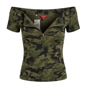 Guess Camouflage off the shoulder top Sz XL NWT thumbnail 1
