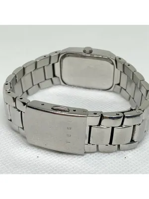 Vintage guess steel women watch silver tone 21mm quartz links 6.5” running thumbnail 5