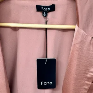 FATE 2pc Satin‎ Cropped Wrap Blazer & Wide Leg Pant Set Brown Medium Large NWT thumbnail 9