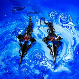 Retro Style Gothic Black Cross Earrings Funky Vintage Style Faux Fashion Jewelr thumbnail 4