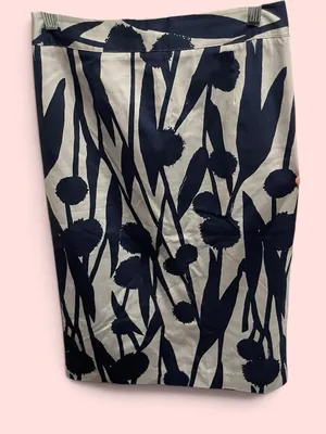 Cute Boden classic navy gray floral pencil skirt lined cotton stretch work thumbnail 1