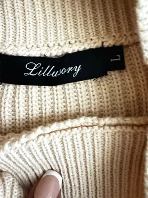 Lillusory Cotton Beige Knitted Cozy Neutral Knit Sweater Dress Size Large A1 thumbnail 8