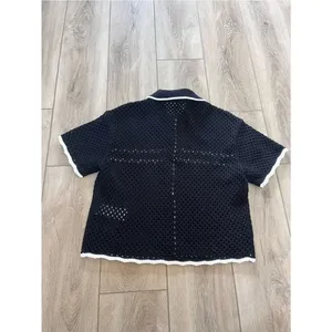 Abercrombie & Fitch Crochet Short Sleeve Polo Sweater thumbnail 6