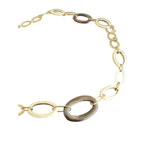 Y2K Gold Chain Belt Tortoise Shell Acrylic Links Belt Neutral Boho Chic‎ thumbnail 3