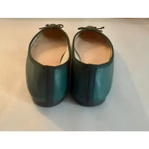 J. Crew Pointed Toe Leather Ballet Flats Shoes in Vintage Pine Green sz. 6.5 thumbnail 5