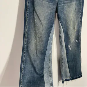 AMO Crop Boot Jeans Distressed Raw Hem‎ Size 24 Retro Street Style Casual Cool thumbnail 6