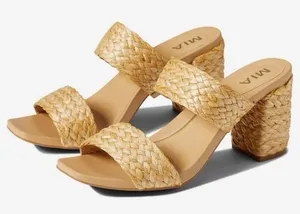 MIA Felicity Wide Double-Band Braided Raffia Block Heel Slip On Sandal 8.5 thumbnail 1