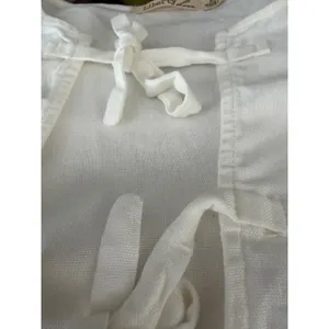 Liberty Love White Linen‎ Blend Tie Front Puff Sleeve Peplum Top XS thumbnail 4