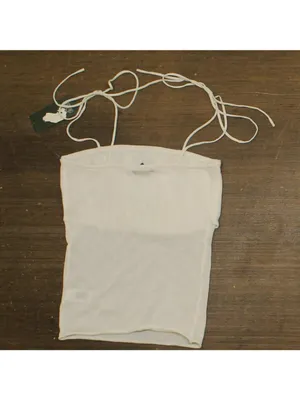 NWT Wild Fable Squareneck Tie Tank Spaghetti Strap Rolled Hem Top Off White S thumbnail 3