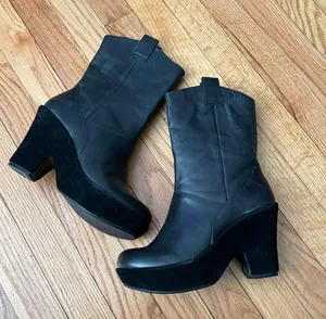 Kork Ease Leather Waterproof Block Chunky Heel Winter Rubber Outsole Low Kitten anti-slip thumbnail 2