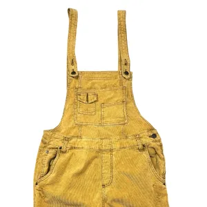 Free People Corduroy Overalls‎ Womens 29 Straight Leg Distressed Mustard Yellow thumbnail 4