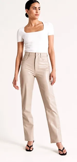 ✨ Abercrombie & Fitch‎ 90s Straight Ultra High Rise Vegan Leather Pants 25 ✨ thumbnail 1
