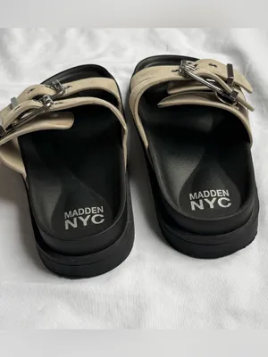Madden NYC Double Buckle Slide Sandals Beige Black Size 9 thumbnail 7