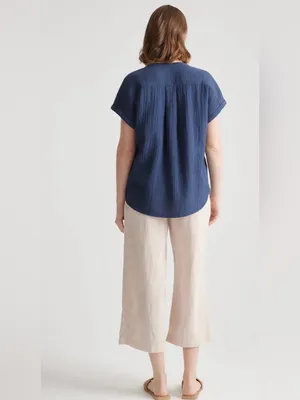 NEW Quince 100% Organic Cotton Gauze Roll Sleeve Shirt Small thumbnail 4