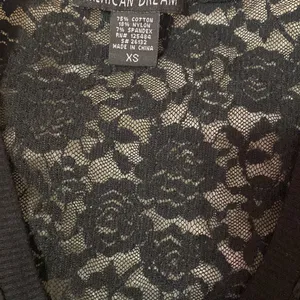 American Dream Black Floral Lace Sheer Mid Sleeve Top thumbnail 3