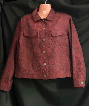 J. Jill Vintage Women's Textured Red Button-Front Blazer Jacket SM thumbnail 1
