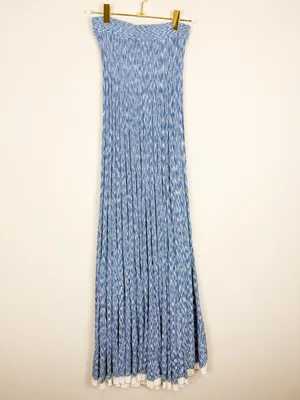 Free People Gold Coast Knit Maxi Skirt Bottled Blue Size XS thumbnail 6