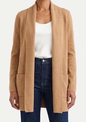 J.Crew Camel Open Front Cardigan Size‎ XS Longline Knit Coatigan Tan Brown thumbnail 1