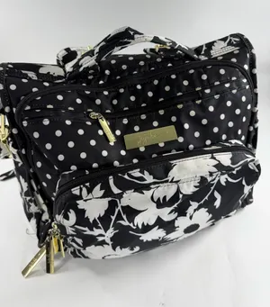 JuJuBe BFF Convertible Diaper Bag Backpack Black White Floral Polka Dot‎ Pad thumbnail 1