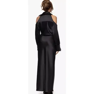 Xscape Women's V-Neck Long Sleeve Ball Gown Size 4 Satin Collared Cuffed thumbnail 4