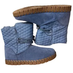 MUK LUKS Light Blue Quilted Suede Faux Fur Lined Winter Boots Womens Size 7 thumbnail 4