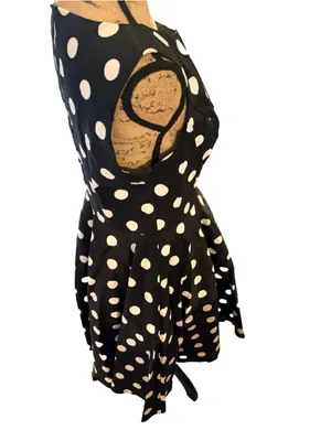 Grace Karin Polka Dot Midi Dress Black White Women's Size L (18” PTP) thumbnail 4