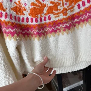 Free People fair isle Nellie Sweater Whisper White Combo bunny easter textured thumbnail 6