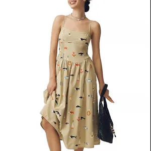 Anthropologie Maeve Sleeveless Square-Neck Drop-Waist Midi Dress thumbnail 3