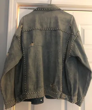 POL Oversized Boutique Studded Jean Jacket thumbnail 2