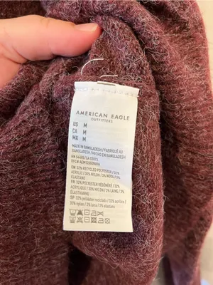 American Eagle Outfitters Men's Heathered Wine Crewneck Sweater thumbnail 3
