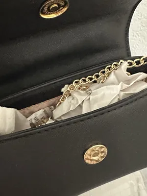 NWT Small Black Hand Bag With Cherry Gold Color Accents Magnet Closure Crossbody thumbnail 6