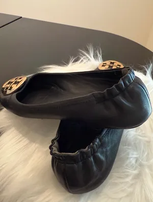 Authentic Tory Burch Minnie Travel Ballet Flats Black Leather US size 7.5 thumbnail 3