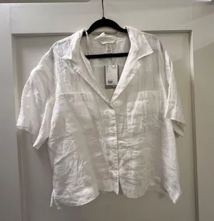 H&M NWT White Linen Top thumbnail 1