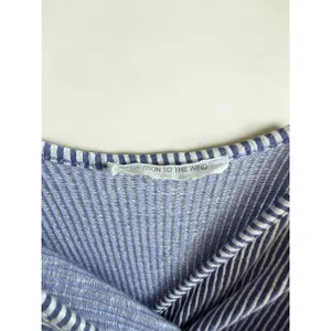 Caution To The Wind Blue White Striped Ruffle Wrap Top‎ Ribbed Peplum XS thumbnail 3