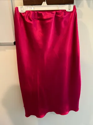 Nicole Miller Hot Pink Satin Midi Slip Skirt thumbnail 1