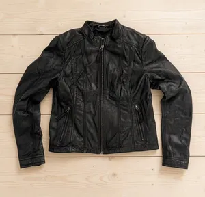 Black Rivet Womens Leather Jacket Size L Black Zip Biker Moto Fitted Outerwear thumbnail 1