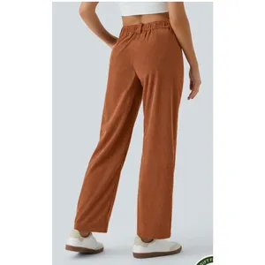 Halara Women's High Rise Button Corduroy Casual Pants Light Brown XL NWT thumbnail 3