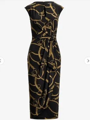 Lauren Ralph Lauren Black Midi Dress with Gold Chain Print thumbnail 2