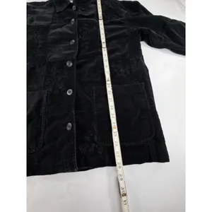 Susan Bristol Casuals Black Corduroy Patchwork Floral Embroidered Jacket S SB131 thumbnail 5