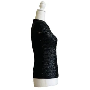 Bailey 44 Top Celebration Black Sequined Crewneck Short Sleeve Top XS NEW thumbnail 9