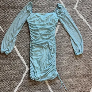 Jump Glitter Square Neck Ruched Long Sleeves Dress Sz M (blue) thumbnail 1