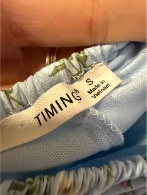 TIMING Light Blue Floral Strapless Mini Dress with Cutout Detail, Size Small thumbnail 2