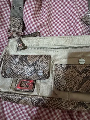 Y2K Guess Olive Green Snake-Trim Shoulder Bag thumbnail 3